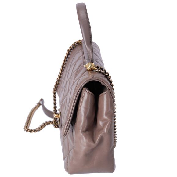 CHANEL Glazed Calfskin Quilted Medium Top Handle Flap Bag Dark Gray - Picture 2 of 10